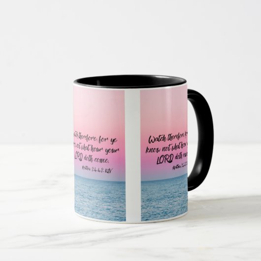 Matthieu 24:42 KJV Bible Verse Pic Mug Deux Tons (Devant droit)