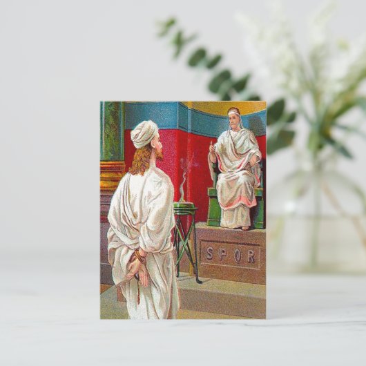 Matthieu 27:11-26 Pilate Questions Jésus carte pos (Debout devant)