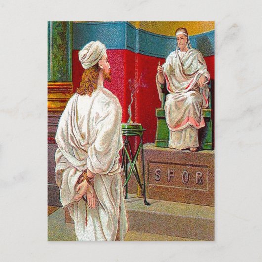 Matthieu 27:11-26 Pilate Questions Jésus carte pos (Devant)