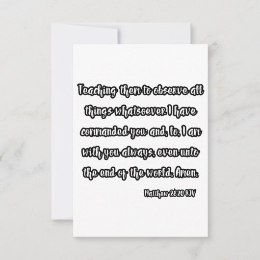 Matthieu 28:20 Bible Verse Carte de voeux (Devant)