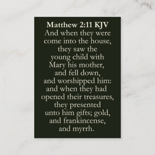 Matthieu 2:11 Cartes KJV - Trois Cadeaux Hommes Sa (Dos)
