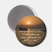 Matthieu 4:19 aimant d'écriture couché de soleil (Recto/Verso)