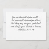 Matthieu 5:14 Soyez la lumière de la Bible carte c (Dos)