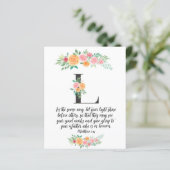 Matthieu 5:16, Lettre L, carte d'écriture aquarell (Debout devant)