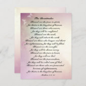 Matthieu 5:3-10 Béatitudes Bible Carte Plat (Devant / Derrière)