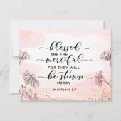 Matthieu 5:7 Heureux sont la Carte Plat Miséricord (Devant)