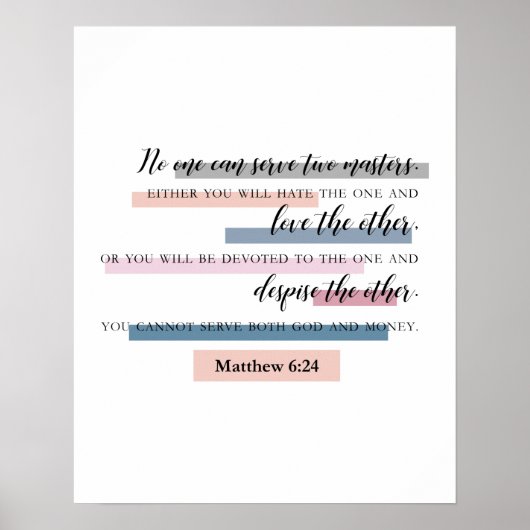 Matthieu 6:24 verset biblique chrétien décoration (Devant)