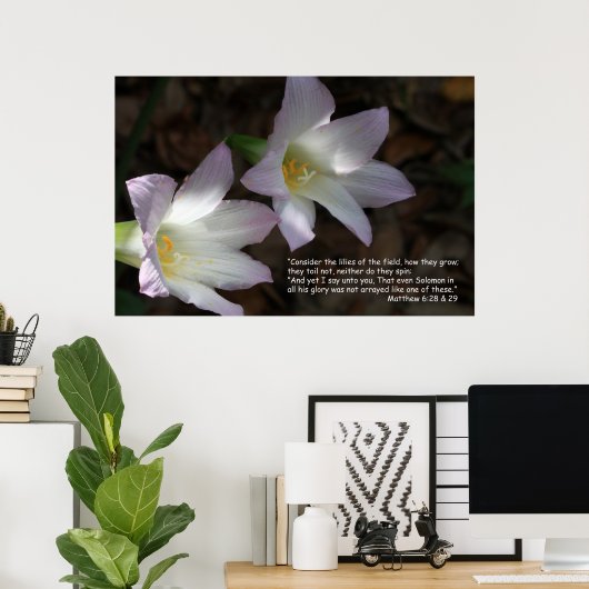 Matthieu 6:28 & 29 Ecriture Poster (Bureau à domicile)