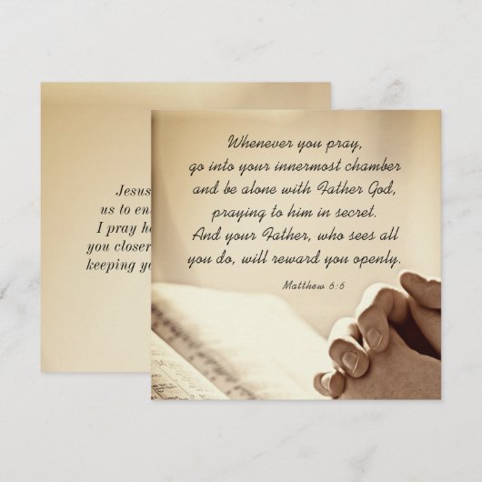 Matthieu 6:6 Quand vous priez la carte de la Bible (Devant / Derrière)