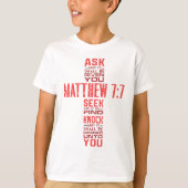 Matthieu 7:7 Bible Verse Croix T-shirt garçon (Devant)
