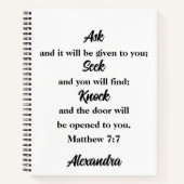 Matthieu 7:7 Bible Verse Nom personnalisé Journal (Devant)