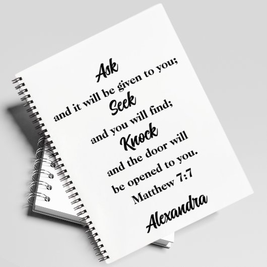 Matthieu 7:7 Bible Verse Nom personnalisé Journal