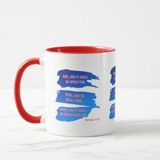 Matthieu 7:7 KJV Verse Bible Mug à deux tons (Gauche)