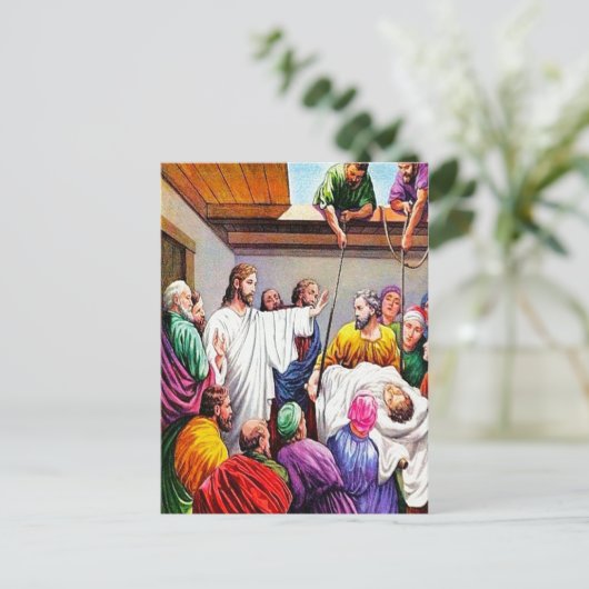 Matthieu 9:1-8 Jésus Pardonne et guérit carte post (Debout devant)