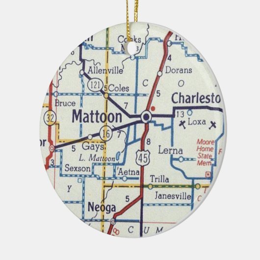 Mattoon IL  map Keramisch Ornament (Links)