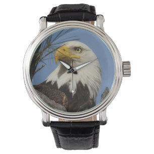 Mature Bald Eagle Close Up Head Horloge