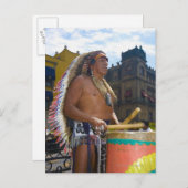 Mature man play drums with drumstick, Zocalo Briefkaart (Voorkant / Achterkant)