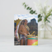 Mature man play drums with drumstick, Zocalo Briefkaart (Staand voorkant)