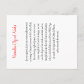 Matushka Olga de la carte de prière de l'Alaska (Dos)