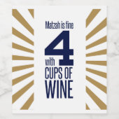 Matza est parfait avec 4 tasses de vin. Étiquette  (Étiquettes simples)