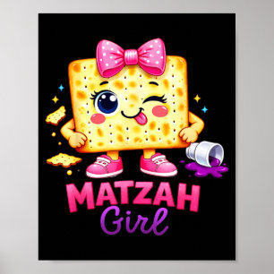 Matzah Meisje Blij ver Joodse Pesach Seder Poster