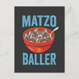 Matzo Baller Grappig Voetbal Hanukkah Rugby Cadeau Uitnodiging Briefkaart