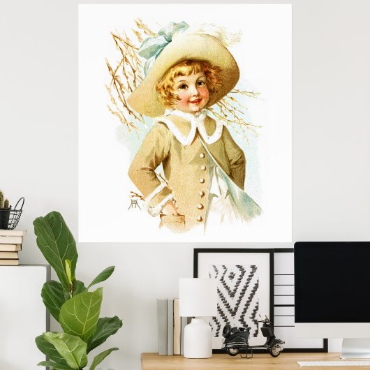 Maud Humphrey: Leermeisje onder Willow Catkin Poster (Thuiskantoor)