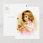 Maud Humphrey: Summer Girl met Flowers en Bee Briefkaart (Voorkant / Achterkant)