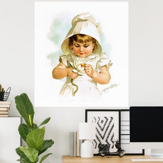 Maud Humphrey: Summer Girl met Water Lily Poster (Thuiskantoor)