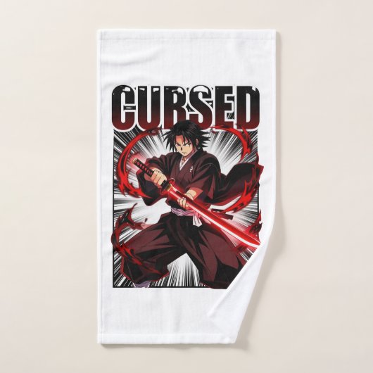 Maudit – Graphisme de guerrier katana de style ani (Serviette à main)