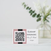 Mauf Roos roze QR-codeontwerp Visitekaartje (Staand voorkant)