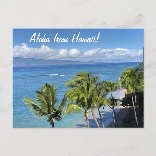 Maui Beach met Ocean en Palms Briefkaart (Voorkant)