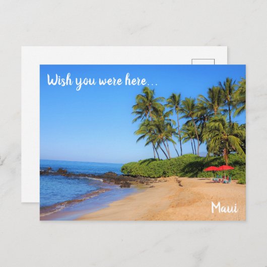 Maui Beach Umbrella wou dat je hier was Briefkaart (Voorkant / Achterkant)