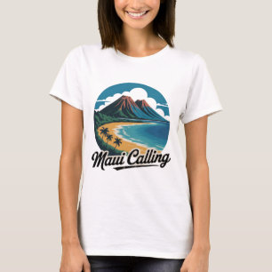 Maui Calling - Rétro Hawaiian Sunset Beach T-Shirt
