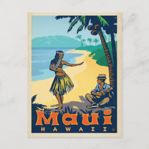 Maui, Hawaï Meisje Hula & Ukele Briefkaart