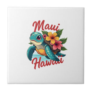 Maui Hawaï T-shirt meisje vrouwen kinderen zeeschi Tegeltje