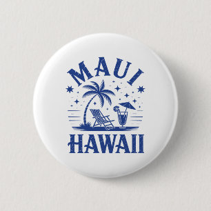 Maui Hawaï Vintage Surf Strand Surfen 70's Retro Ronde Button 5,7 Cm