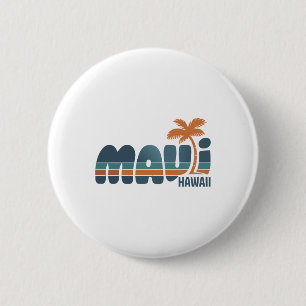 Maui Hawaï Vintage Surf Strand Surfen 70's Retro Ronde Button 5,7 Cm