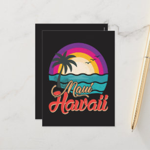 Maui Hawaï Zonsondergang Strand Golven Feestdagenkaart