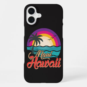 Maui Hawaï Zonsondergang Strandgolven iPhone 16 Plus Hoesje