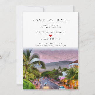 Maui Hawaii Aquarel Save the Date Trouwkaart Kaart