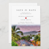Maui Hawaii Aquarelle Faire-Part de Mariage Save t (Devant / Derrière)