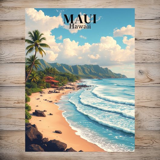 Maui Hawaii Beach Vintage Reizen Briefkaart