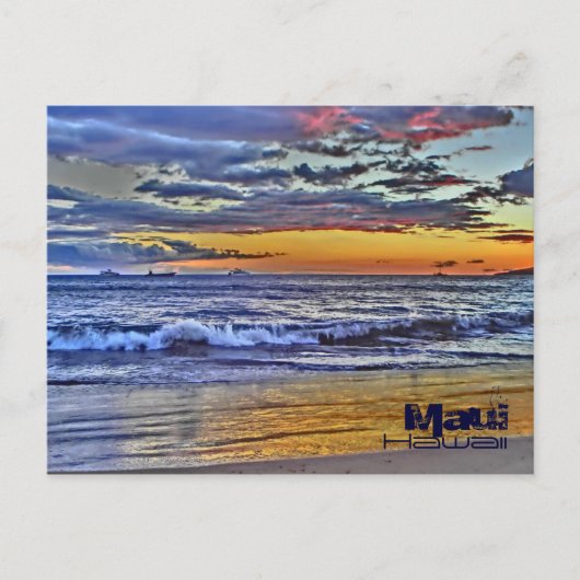 Maui Hawaii Beach Waves briefkaart (Voorkant)
