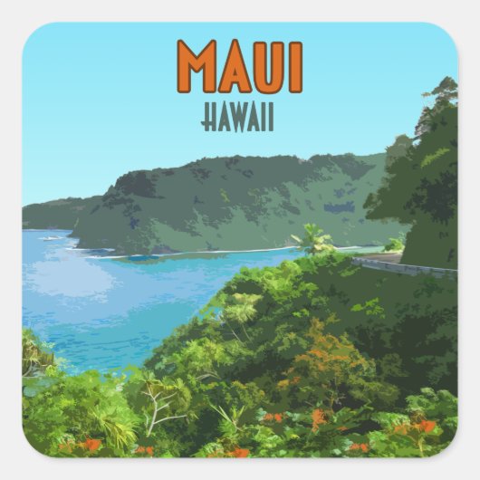 Maui Hawaii Coast Hana Road Vierkante Sticker (Voorkant)