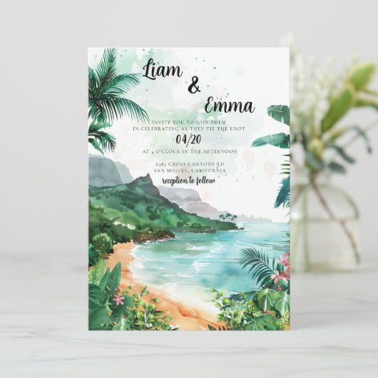 Maui Hawaii Faire-part de mariage destination mari (Debout devant)