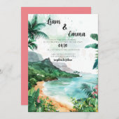 Maui Hawaii Faire-part de mariage destination mari (Devant / Derrière)