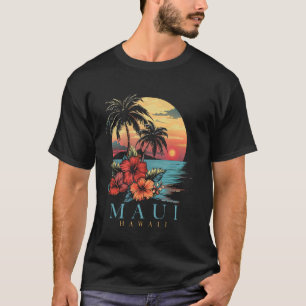 Maui Hawaii Hibiscus Hawaiian Flowers Souvenir Sur T-shirt