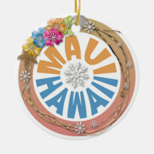 Maui Hawaii hibiscus vakantieornament Keramisch Ornament