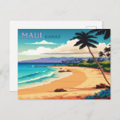 Maui Hawaii Kaanapali Beach Retro Briefkaart (Voorkant / Achterkant)